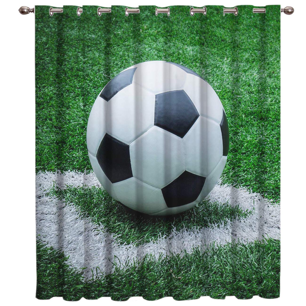 3D Football Digital Printed Polyester Fabric Curtains for Bed Room, Kids Room, Colour Green Window/Door/Long Door (D.N.1232) (1, 4 x 5 Feet (Size: 48 x 60 Inch) Window)-image-8