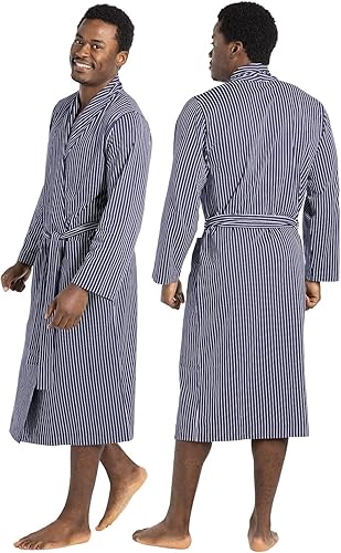 Miniatura 2 de PajamaGram Mens Summer Robe with Pockets - Men Lightweight 100% Cotton Robe House Coat for Men, Men's Bathrobe