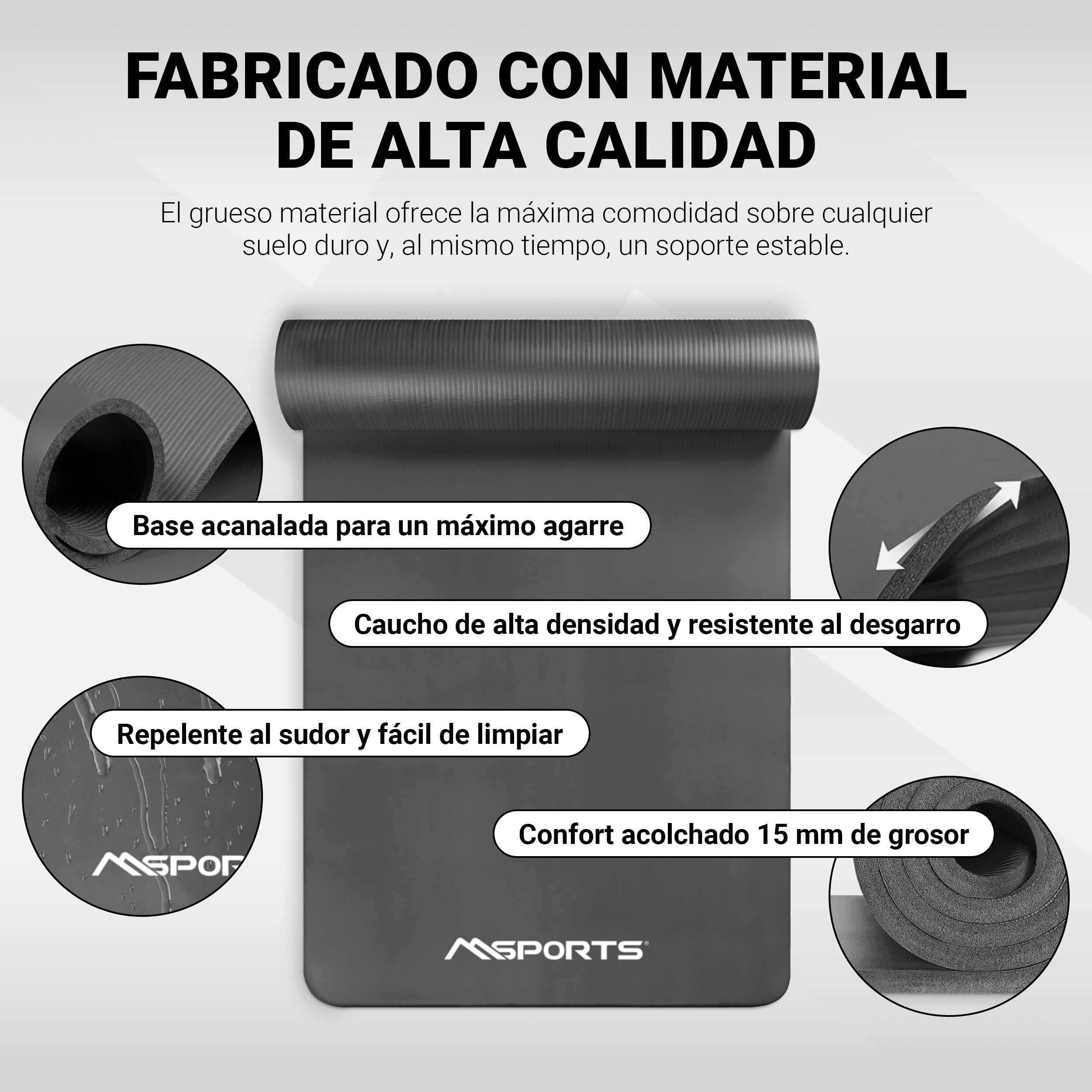 MSPORTS - Esterilla, Colchoneta, Alfombrilla de Yoga, Gimnasia Pilates, Antideslizante