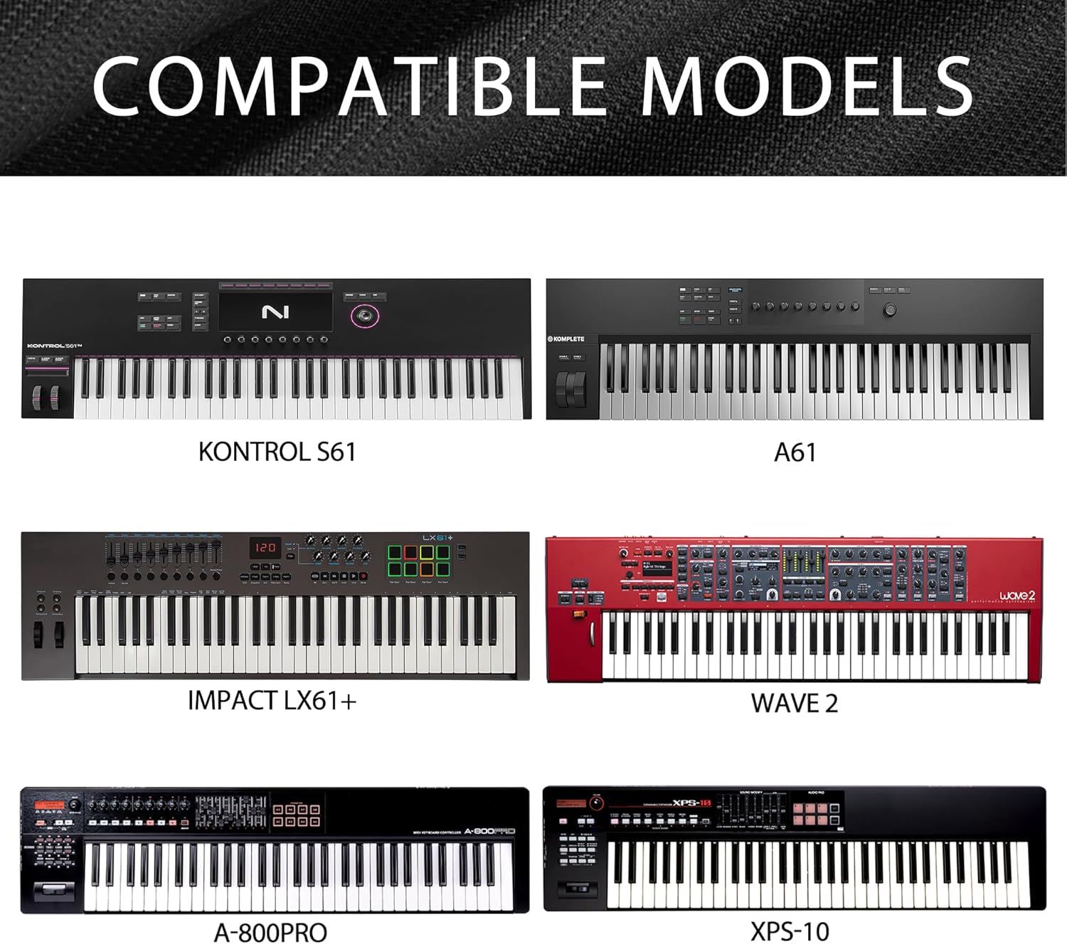 Musiin 61 Keys Piano Keyboard Dust Cover, compatible with Native Instruments A61, KONTROL S61, Behringer Motor 61,Premium Chinlon Anti-scratch and dustproof, Soft Touch & Fitted design