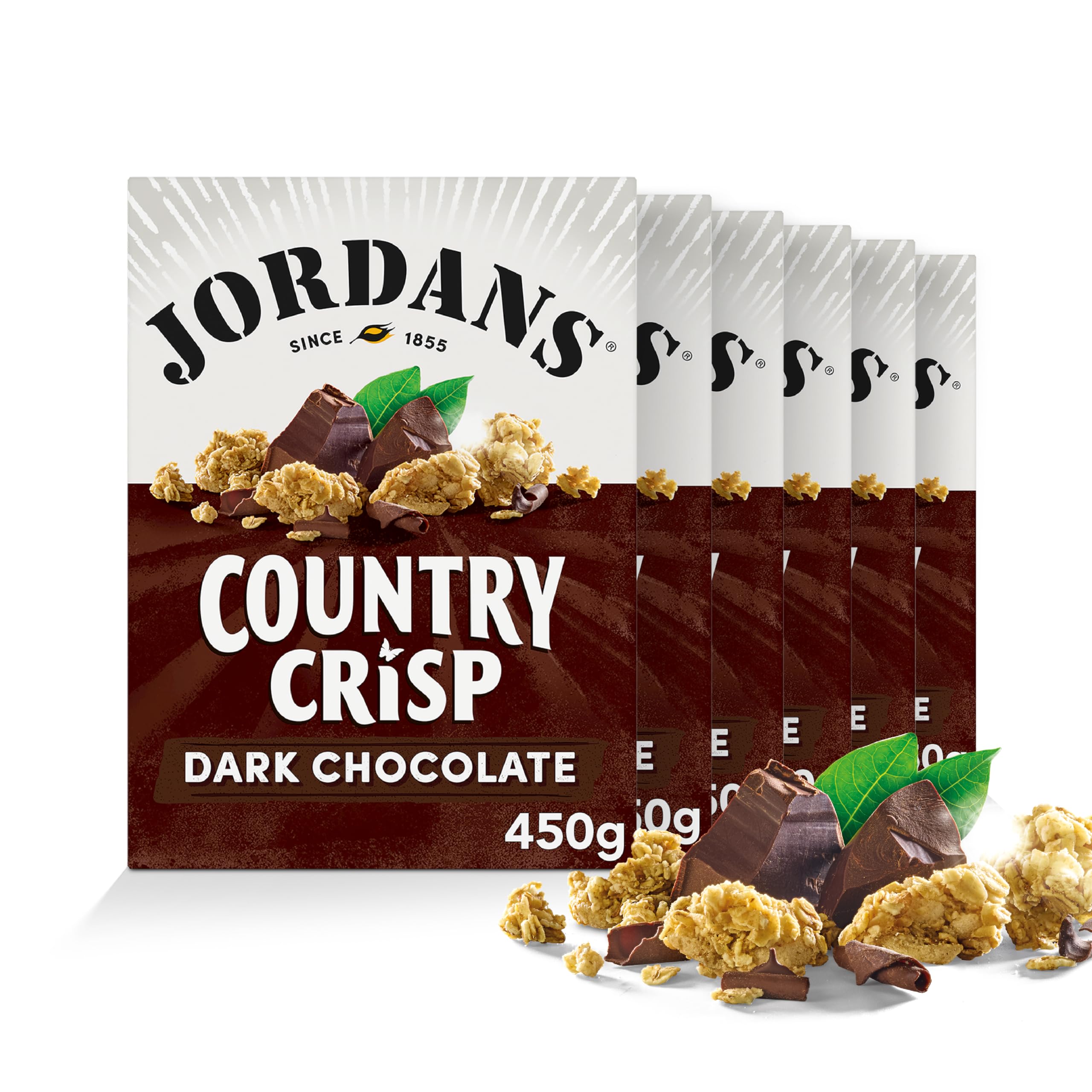 Jordans Country Crisp Dark Chocolate Breakfast Cereal - Oat Clusters with Dark Chocolate - No Artificial Flavours or Preservatives - British Baked Cereal - 450g (Pack of 6 x 450g)