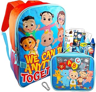 Cocomelon Backpack and Lunch Box for Kids - 6 Pc Bundle with 16" Cocomelon Backpack, Lunch Bag, Stickers, Backpack Clip, and More (Cocomelon School Supplies)