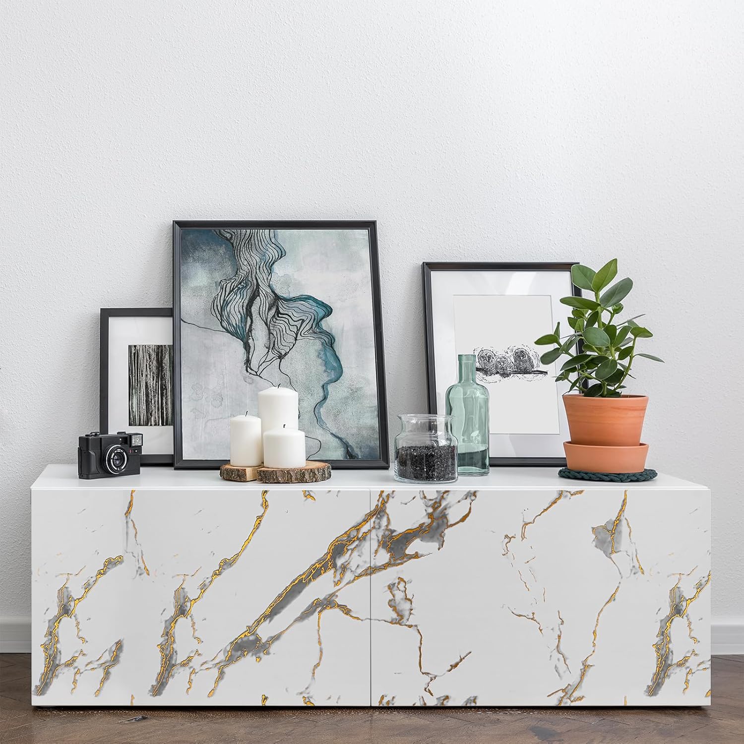 23.6"x118" White and Gold Marble Contact Paper Peel and Stick Modern Marble Wallpaper Vinyl Wrap for Kitchen Bathroom Waterproof Removable Marble Contact Paper for Countertops Table