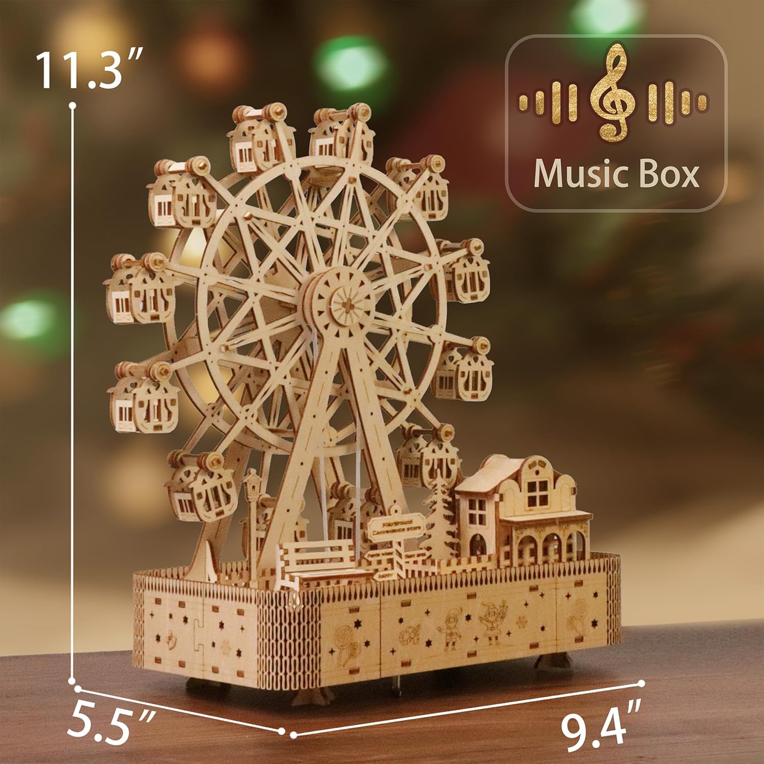 3D Wooden Puzzles,Musical Ferris Wheel Toy,Model Kits with LED Lights,3D Wooden Puzzles for Adults and Teens,Thanksgiving & Christmas Gifts - Image 3