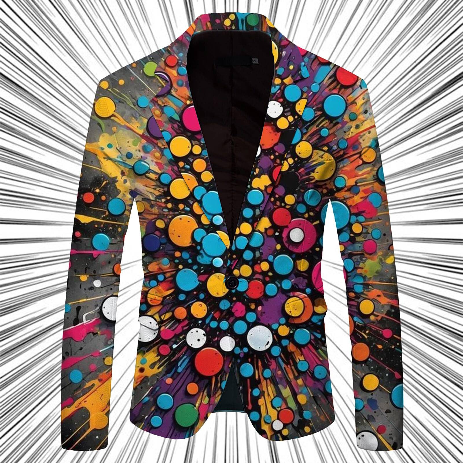 Blazer Uomo Casual Stampato, Giacca Elegante con Disegno Artistico e vestibilità Comoda, Abito Moderno da Uomo dal Look Creativo, Ideale per Festa, Evento e Lifestyle Urbano