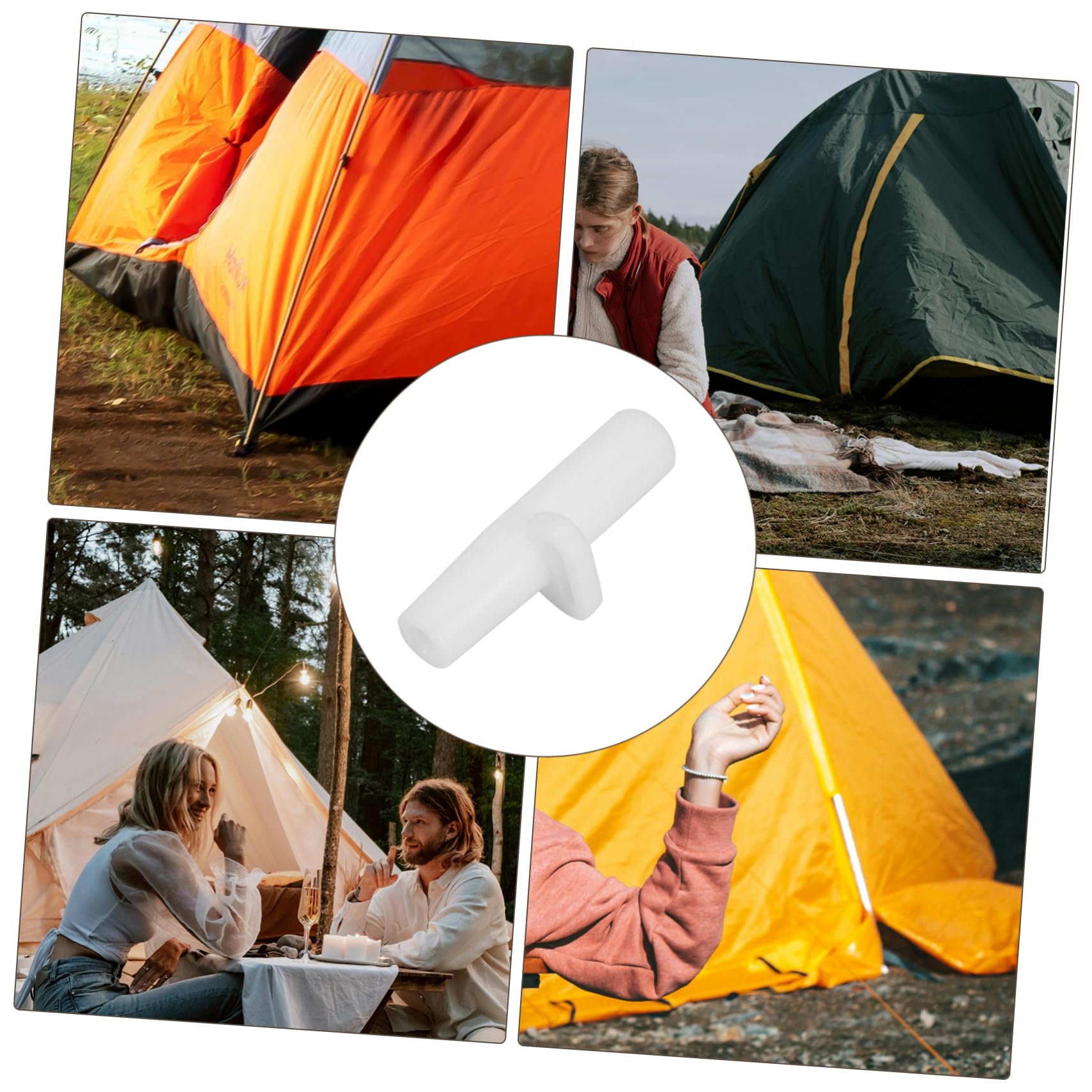 HANABASS Couvre-Pieds De Tente Poteaux Portable Accessoires De Tente De Liaison Pôle Adaptateur De Poteau Extérieur Canne À Pêche Plastique Blanche