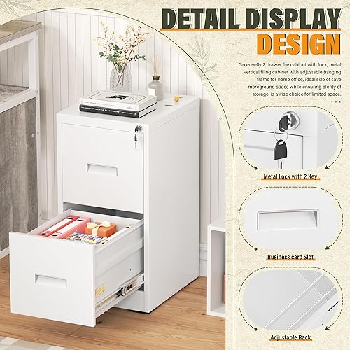 Miniatura 44 de Greenvelly Archivador de 4 cajones, archivador vertical de metal con cerradura, archivadores de metal con bloqueo para oficina en casa, tamaño Negro