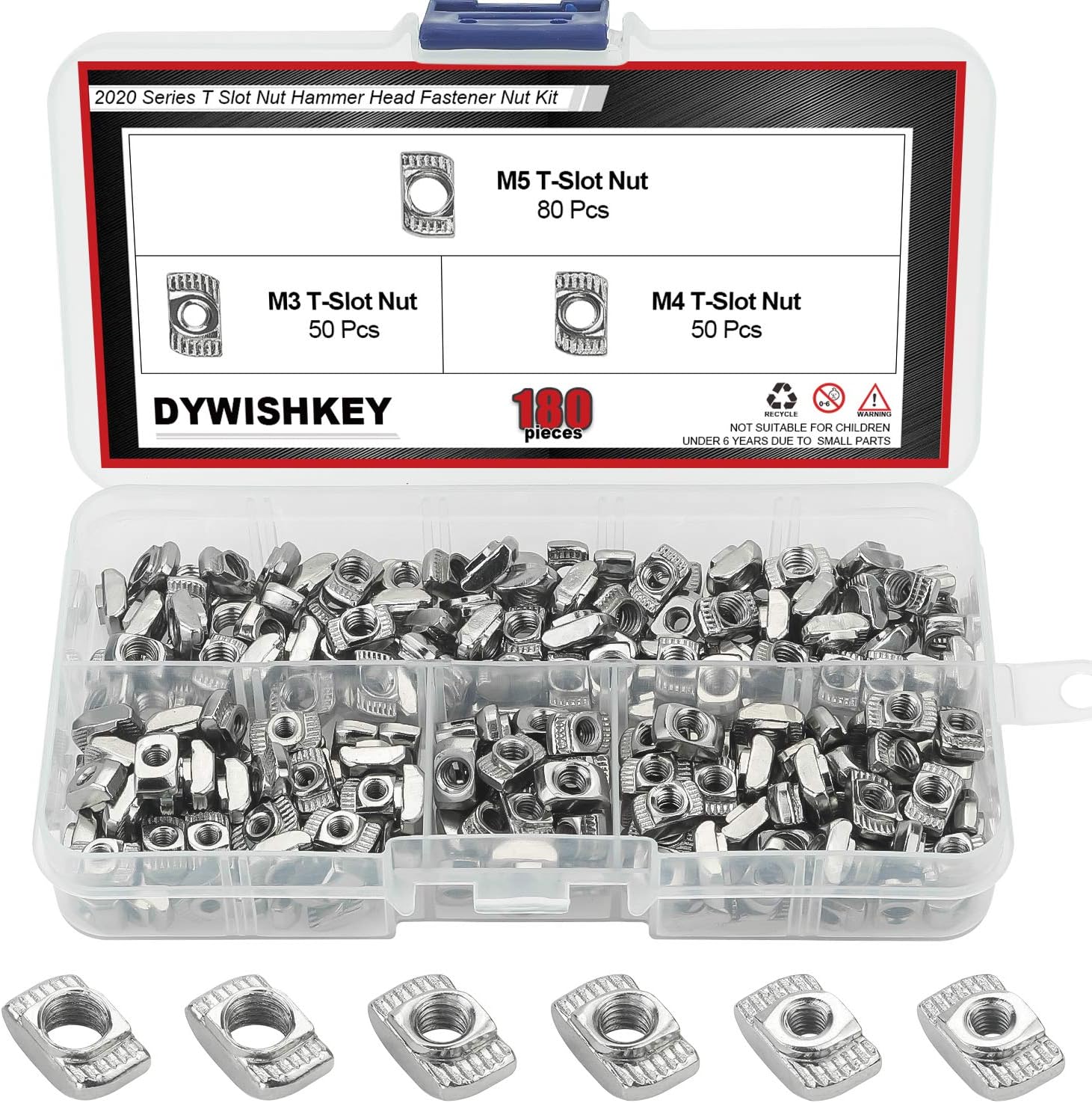 100 Pcs M4 T-Slot Nuts - 2020 Series Hammer Head Fasteners For Aluminum Profiles