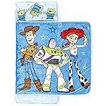 Jay Franco Kids Nap Mat Cartoon Embedded Pillow & Blanket - Soft 46x20Microfiber Sleeping Bag with Name Tag & Handle for School, Travel, Sleepover, Blue - Toy Story