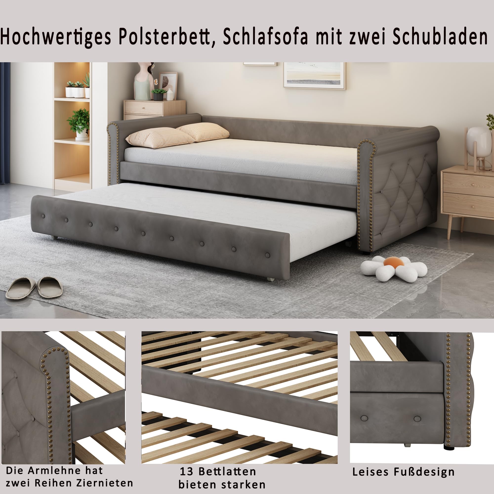 ZYLOYAL10 Gestoffeerd bed kinderbed 90 x 200 cm, bedframe met hoofdeinde in bloemvorm en lattenbodem, tienermeisjesbed in huidvriendelijke fluwelen stof, logeerbed (kleur: bonenrood) (bonenrood