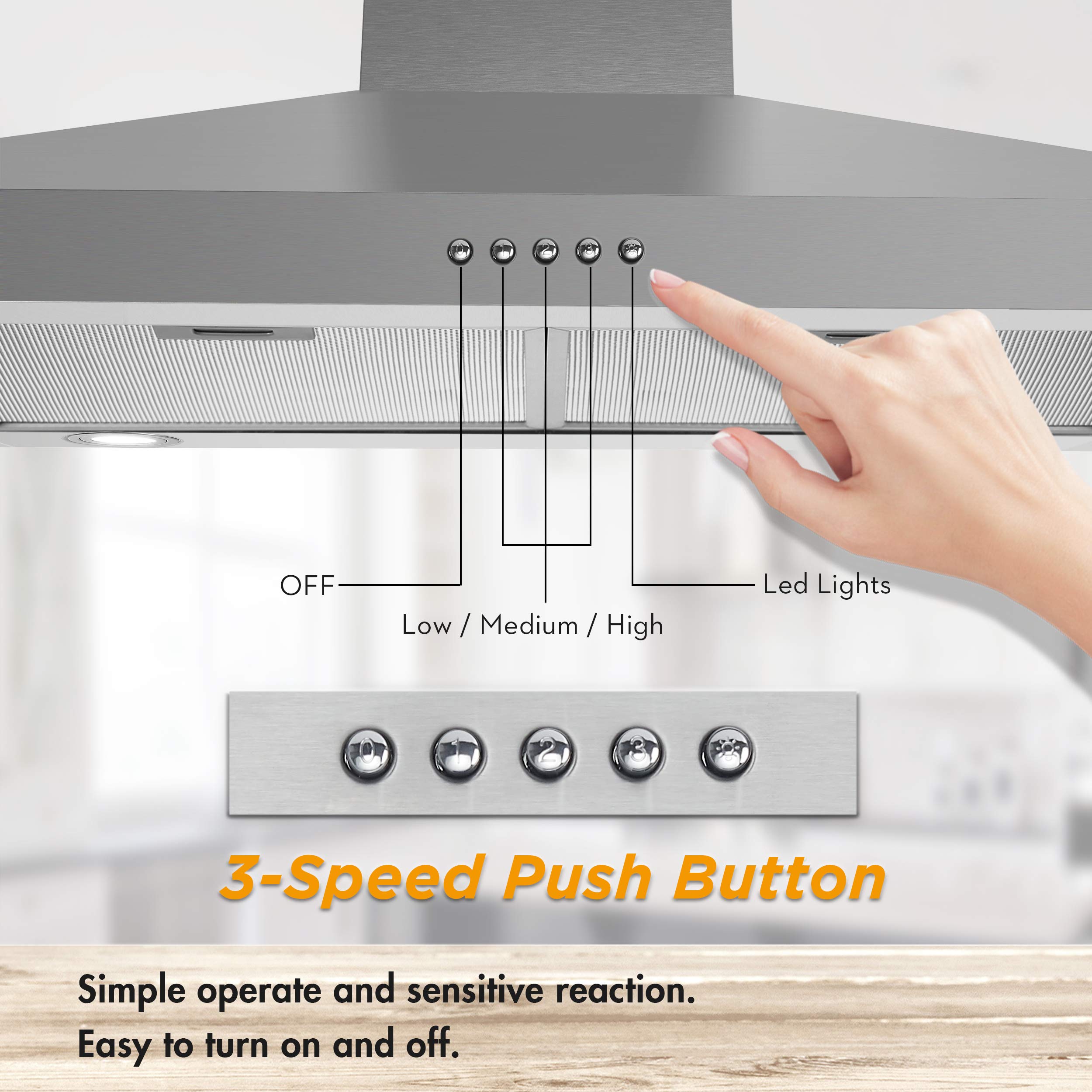 Buy FIREGAS 30 inch Wall Mount Range Hood, Stainless Steel Stove Vent