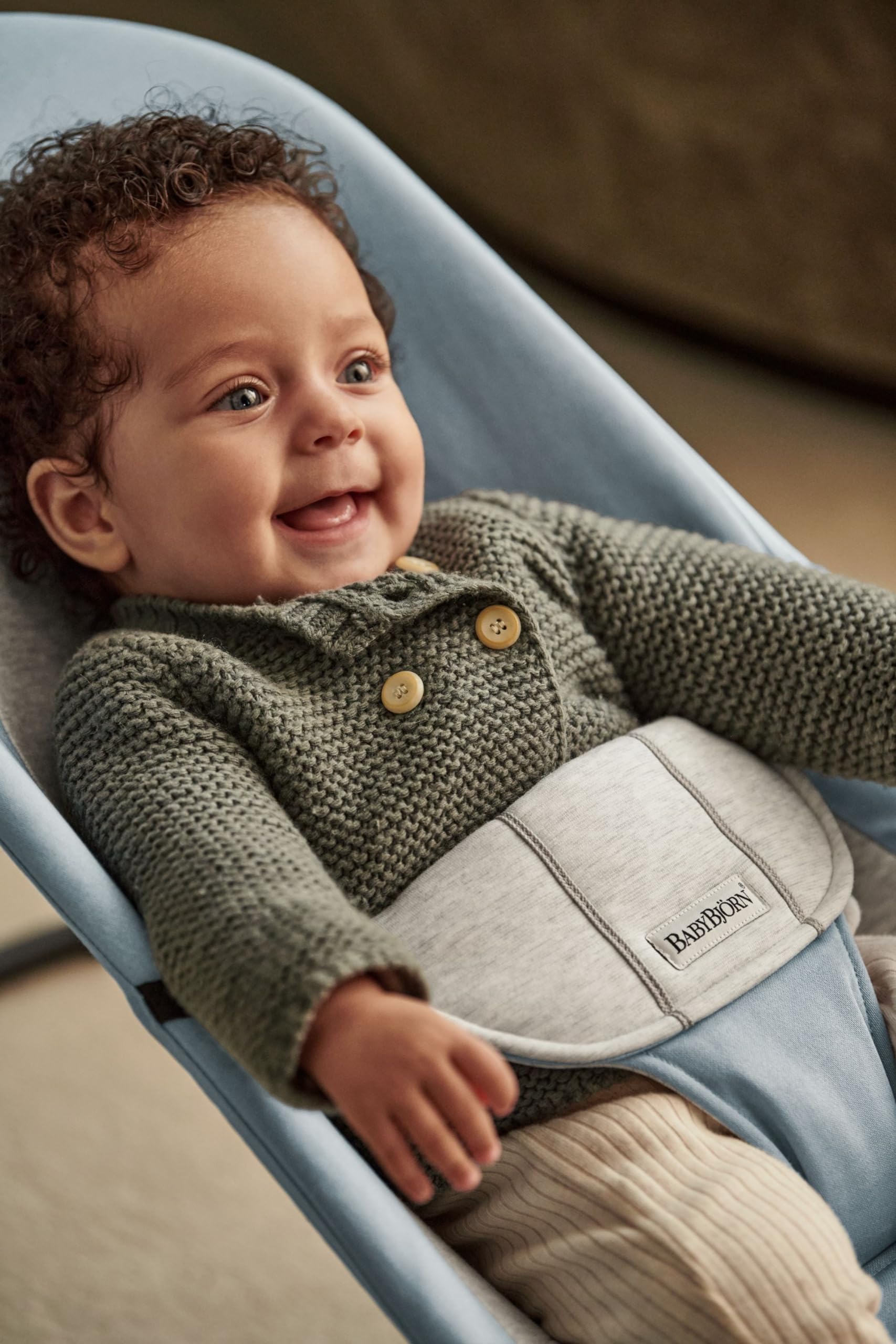 BabyBjörn Babywippe Balance Soft, Gewebt/Jersey, Blau/Grau