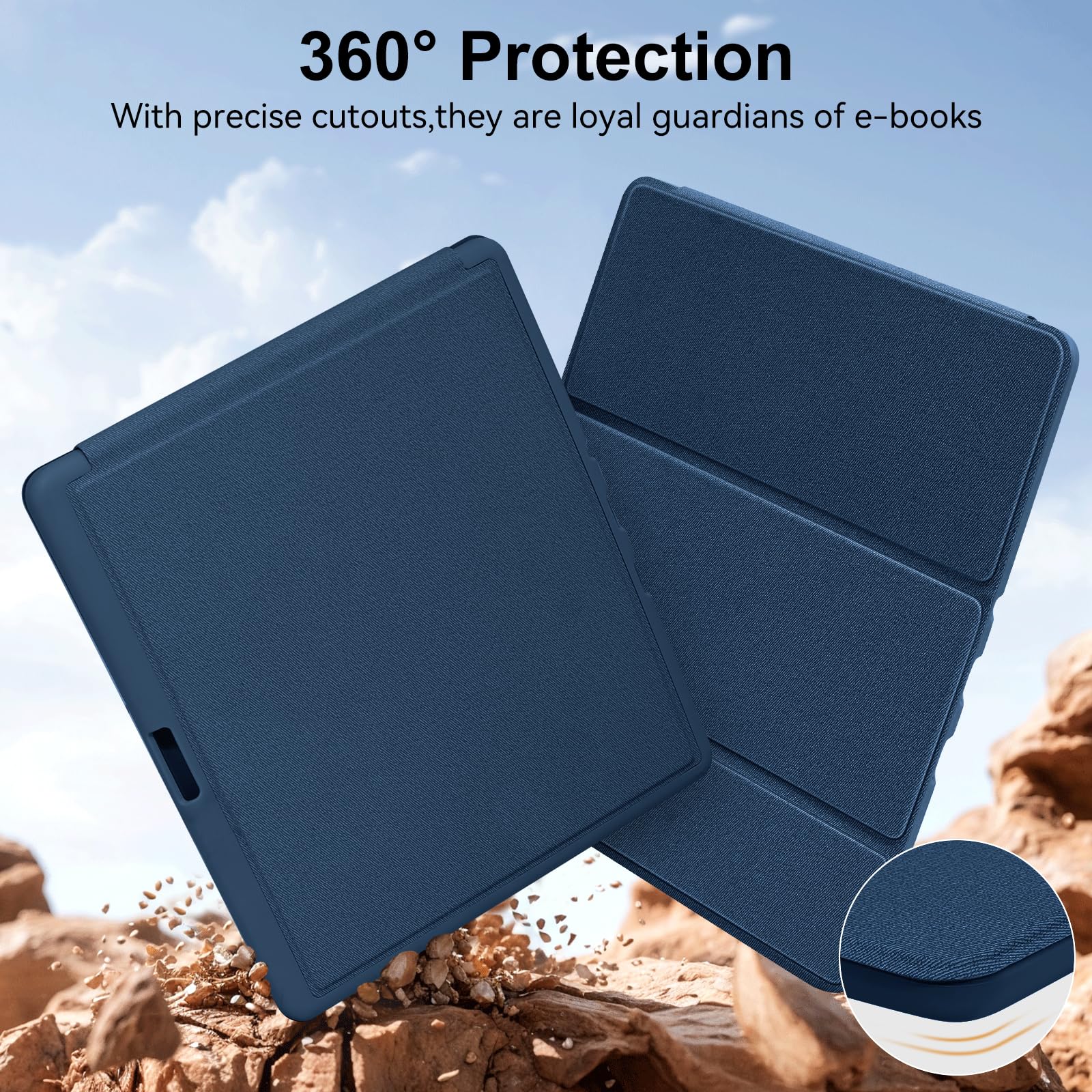 Funda con soporte para Kindle Scribe (versión 2022/2024), funda triple de piel sintética de alta calidad con soporte para bolígrafo, compatible con Kindle Scribe de 10.2 pulgadas, apagado y