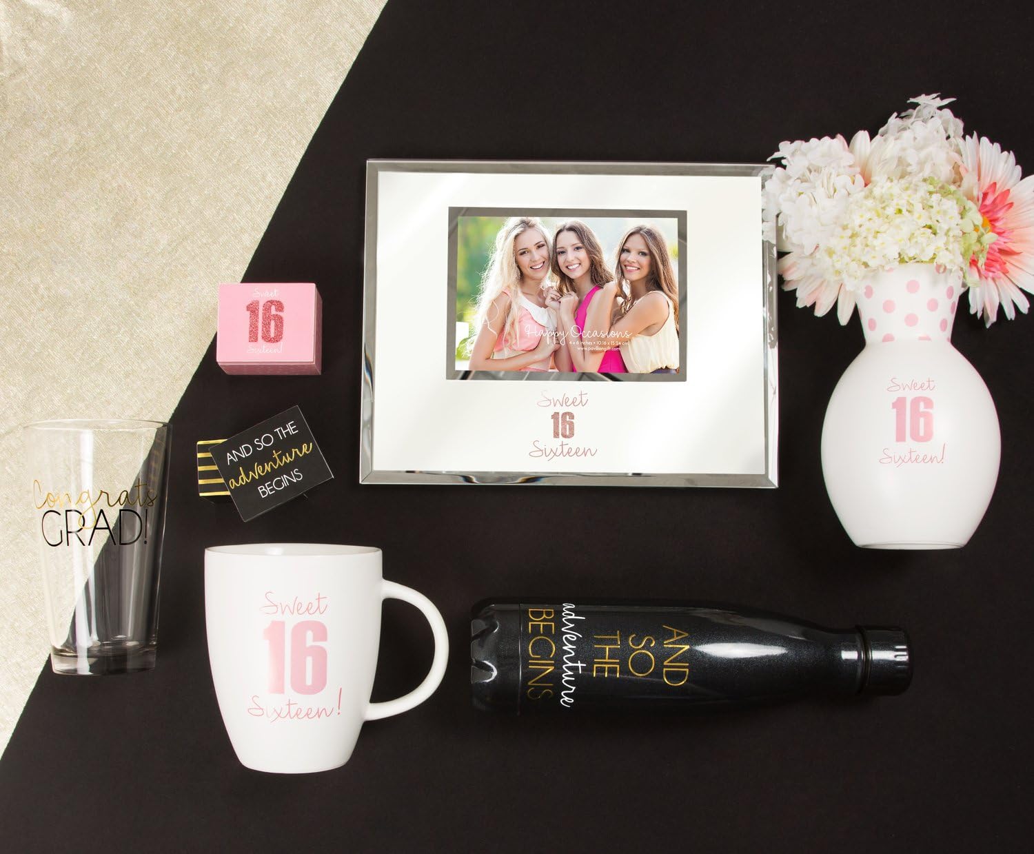 Pavilion - Sweet 16 - White & Pink Polka Dot 6.5 Inch Matte Flower Vase