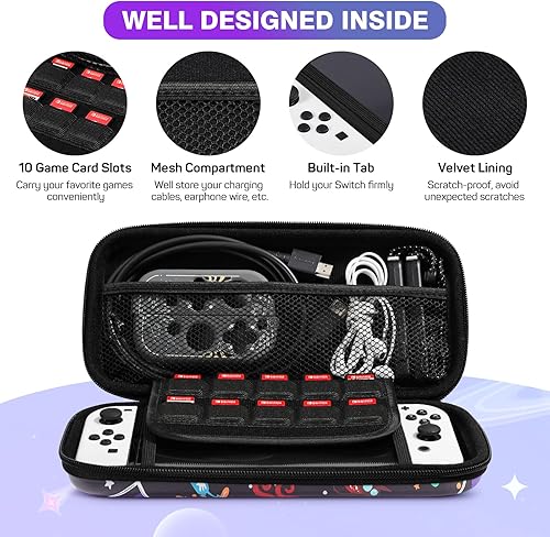 Miniatura 5 de MoKo Funda de transporte para Nintendo Switch modelo OLED Nintendo Switch, carcasa rígida portátil de viaje con 10 ranuras para tarjetas de juego
