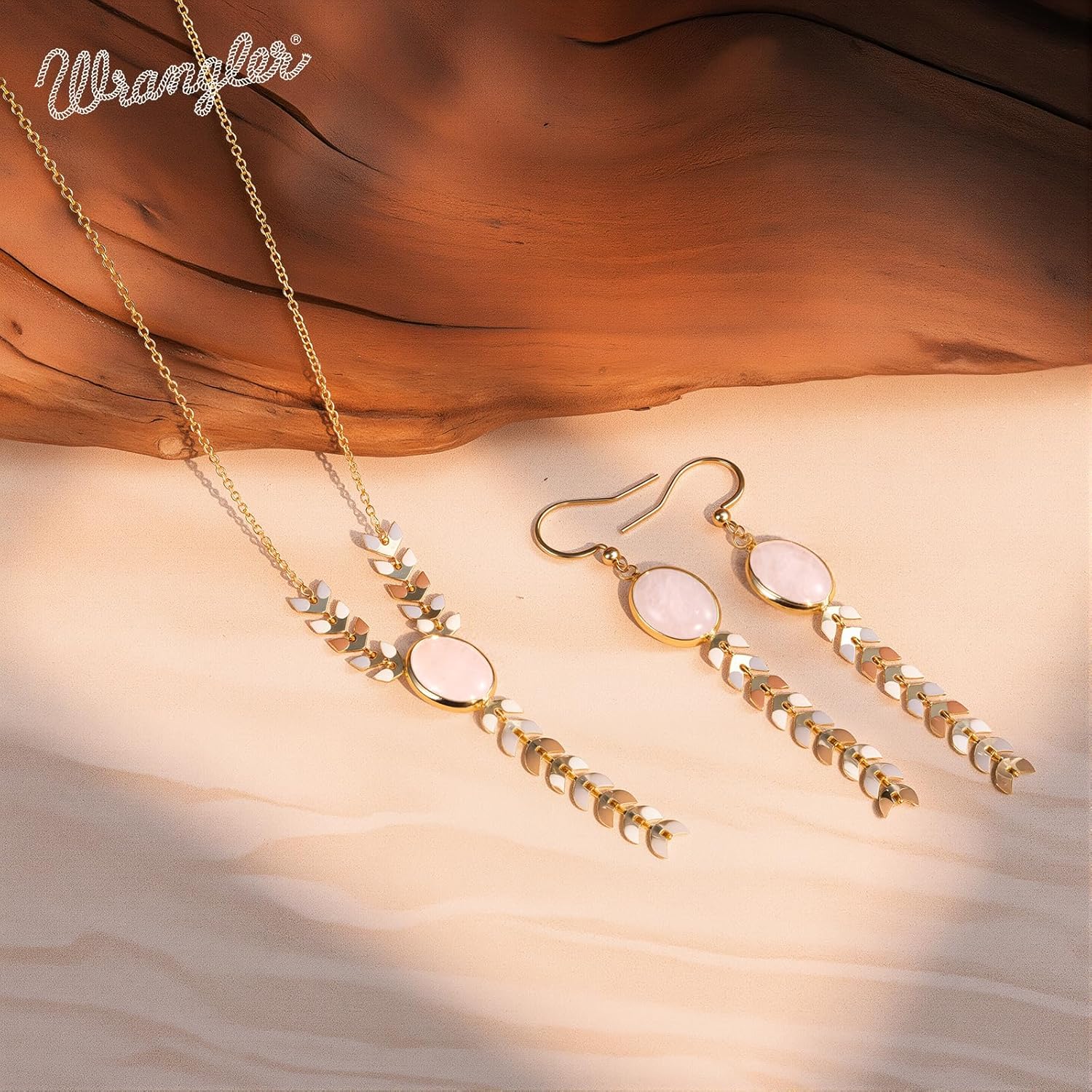 Wrangler Gold Western Y Necklace for Women Statement 14K Country Natural Stone Cowgirl Boho Jewelry - Image 4