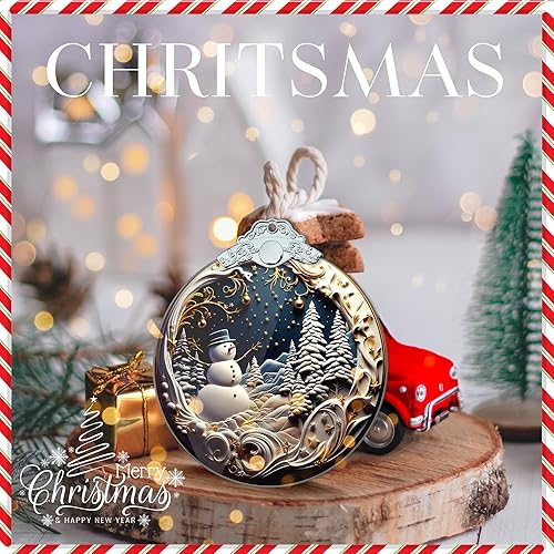 Miniatura 9 de Adornos de Navidad 2025, muñeco de nieve, adornos únicos de Navidad de 4 pulgadas, arte de adorno de acrílico, decoración navideña, decoración de