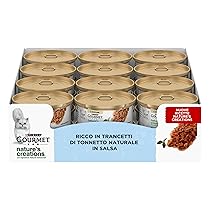 GOURMET NATURE’S CREATIONS Cibo Umido per Gatti Adulti Trancetti di Tonnetto Naturale in Salsa 24 Lattine da 70g