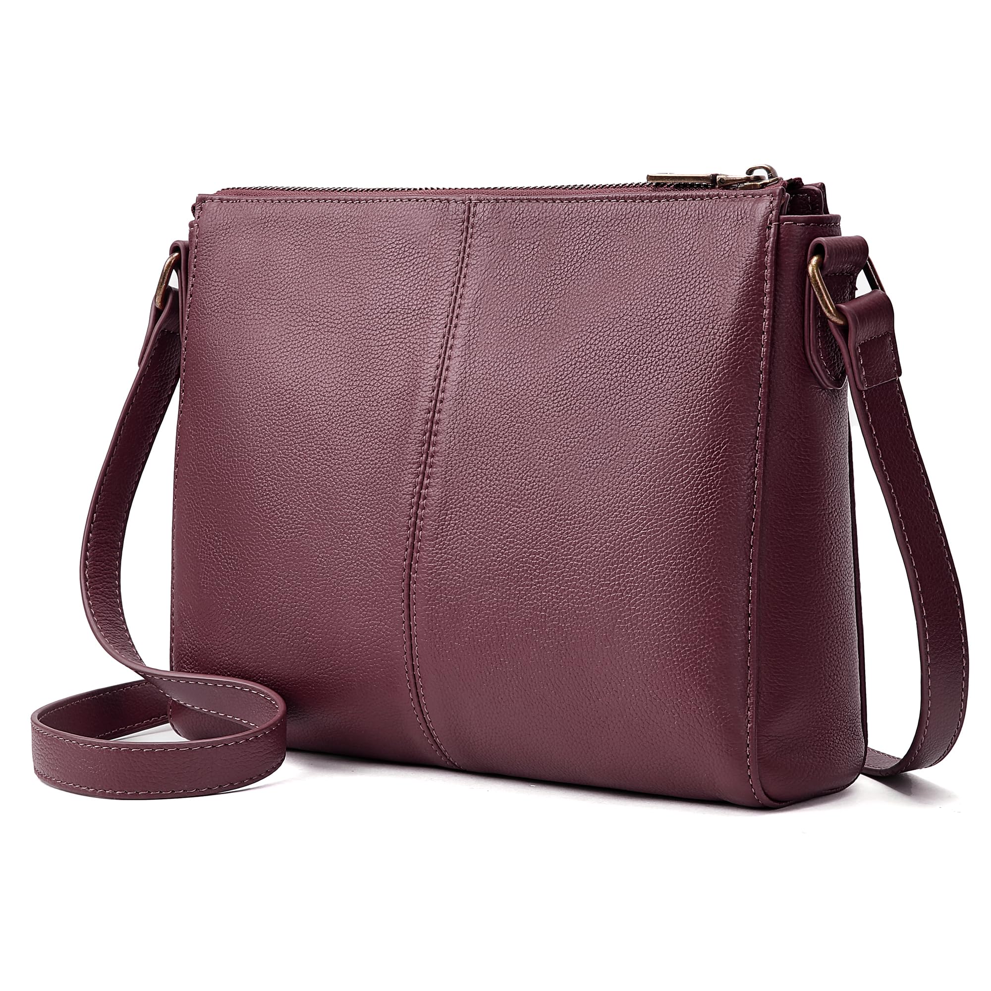 Genuine Leather Crossbody Purses for Women Travel Small Cross body Bag with Built in RFID Wallet Adjustable Shoulder
