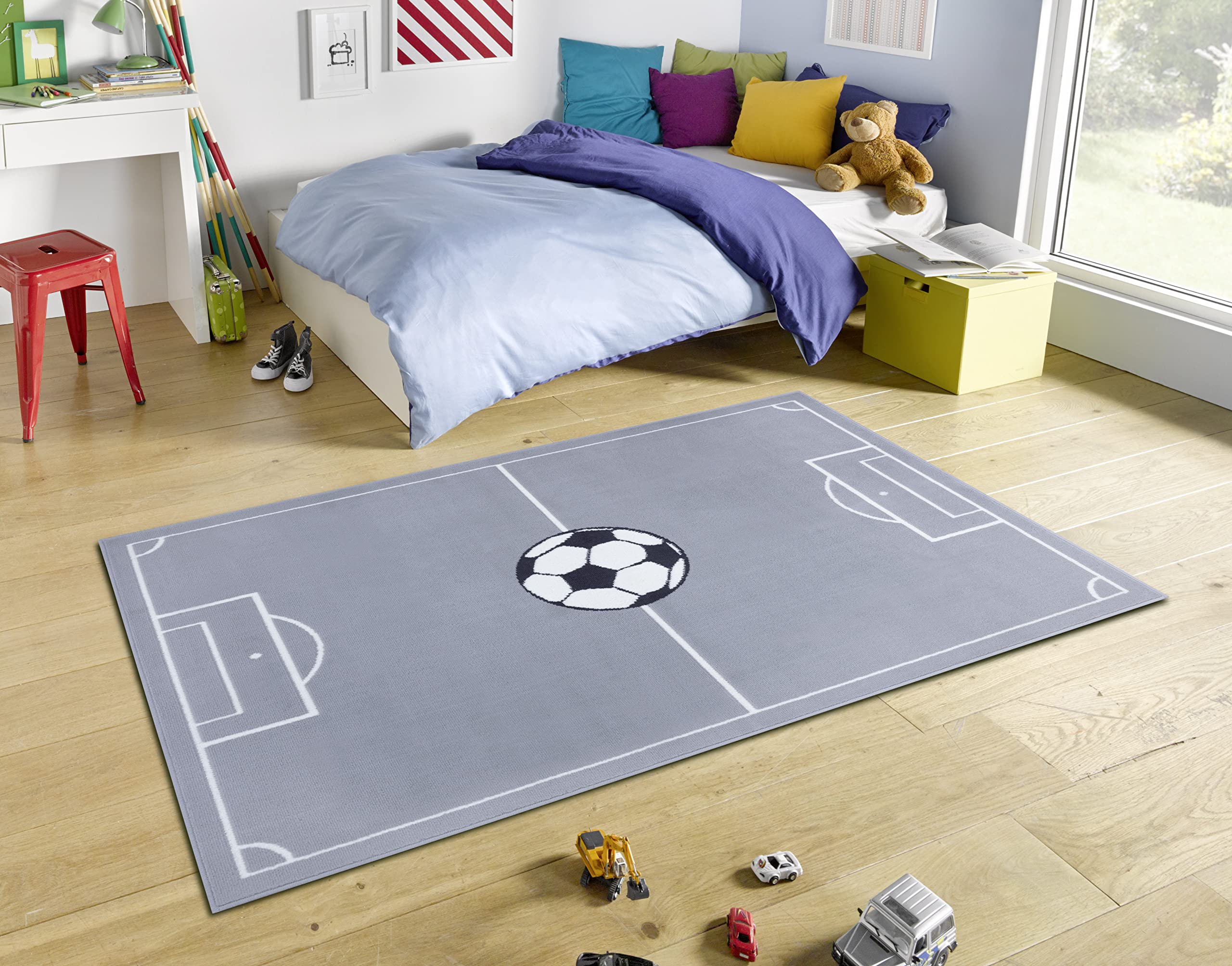 Hanse Home Home Adventures - Alfombra Infantil de Pelo Corto, diseño de fútbol, 80 x 150 cm, para habitación de los niños, 80 x 150 cm, ratón