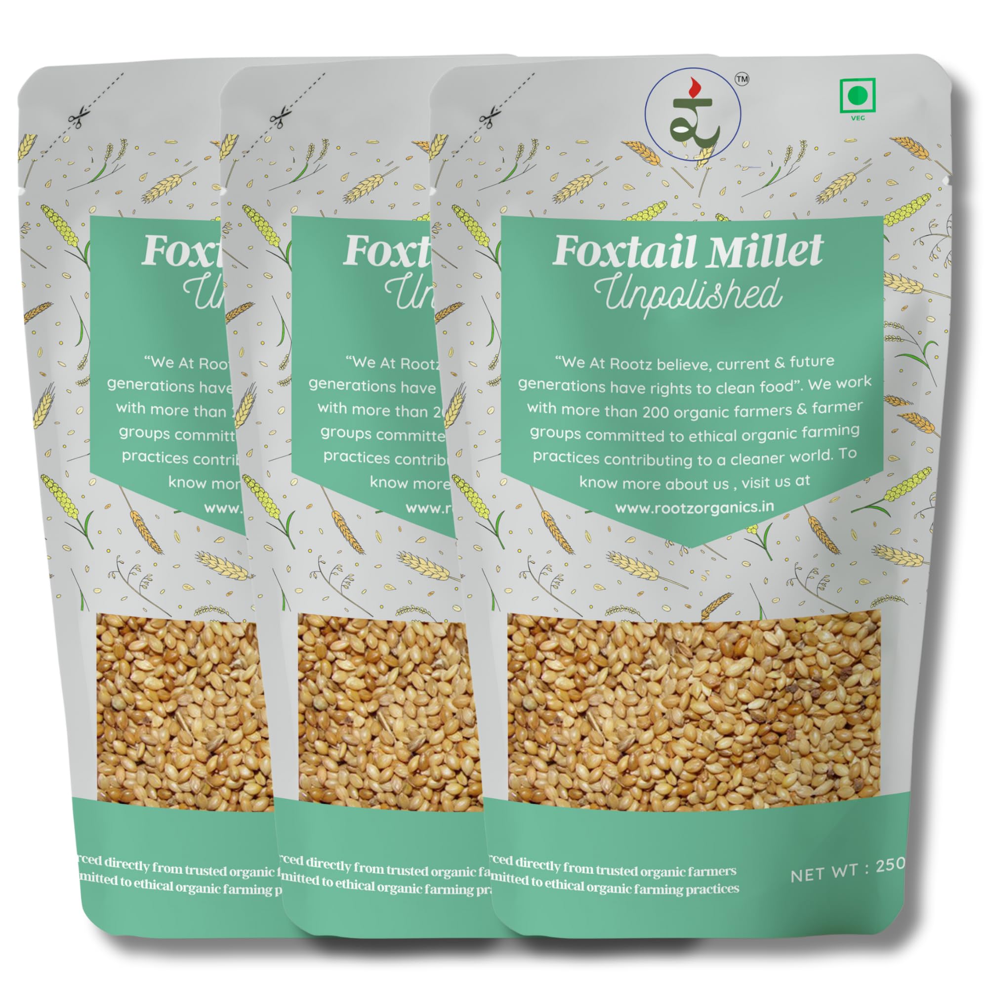 Rootz Organics Foxtail Millet 750gram - Whole Grain | 100% Natural & Gluten Free | No Chemicals & Preservatives | High Plant Protein | Unpolished High Fiber (250gm - Pack of 3) (B0D1842638) Amazon Price History, Amazon Price Tracker