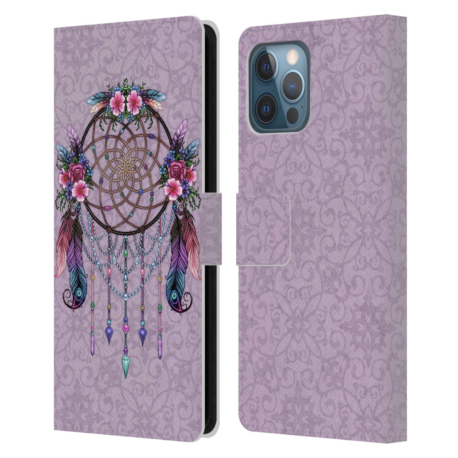 Carcasa de cuero iPhone 12 Pro Max Brigid Ashwood con diseño de atrapasueños tipo libro 7
