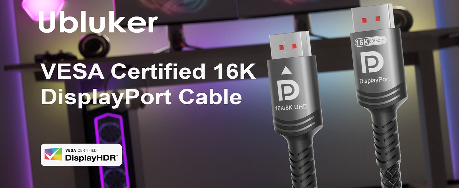 16K Displayport Cable 2.1, [VESA Certified] DP To DP Cable 3M, 16K@60Hz, 8K@ 120Hz, 4K@240Hz 165Hz 144Hz Support 80Gbps HDR, HDCP DSC 1.2a, Compatible FreeSync G-Sync Gaming Monitor 4090 7900xtx - View #4