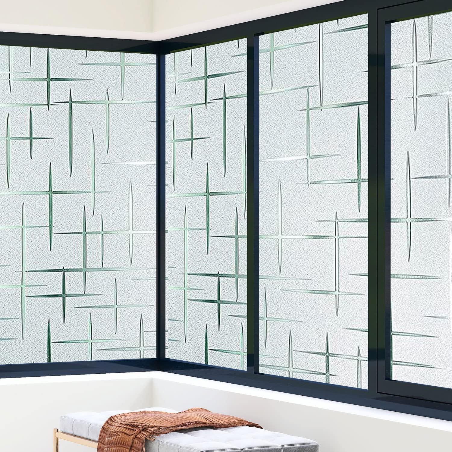 SUNBIRD Stained Glass Privacy Film Frosted Window Film Sun Blocking Window Tinting Film for Home, Clings Removable Frosting Bathroom Door (24" x 60" Inch, 3D Star) — Amazon image 4