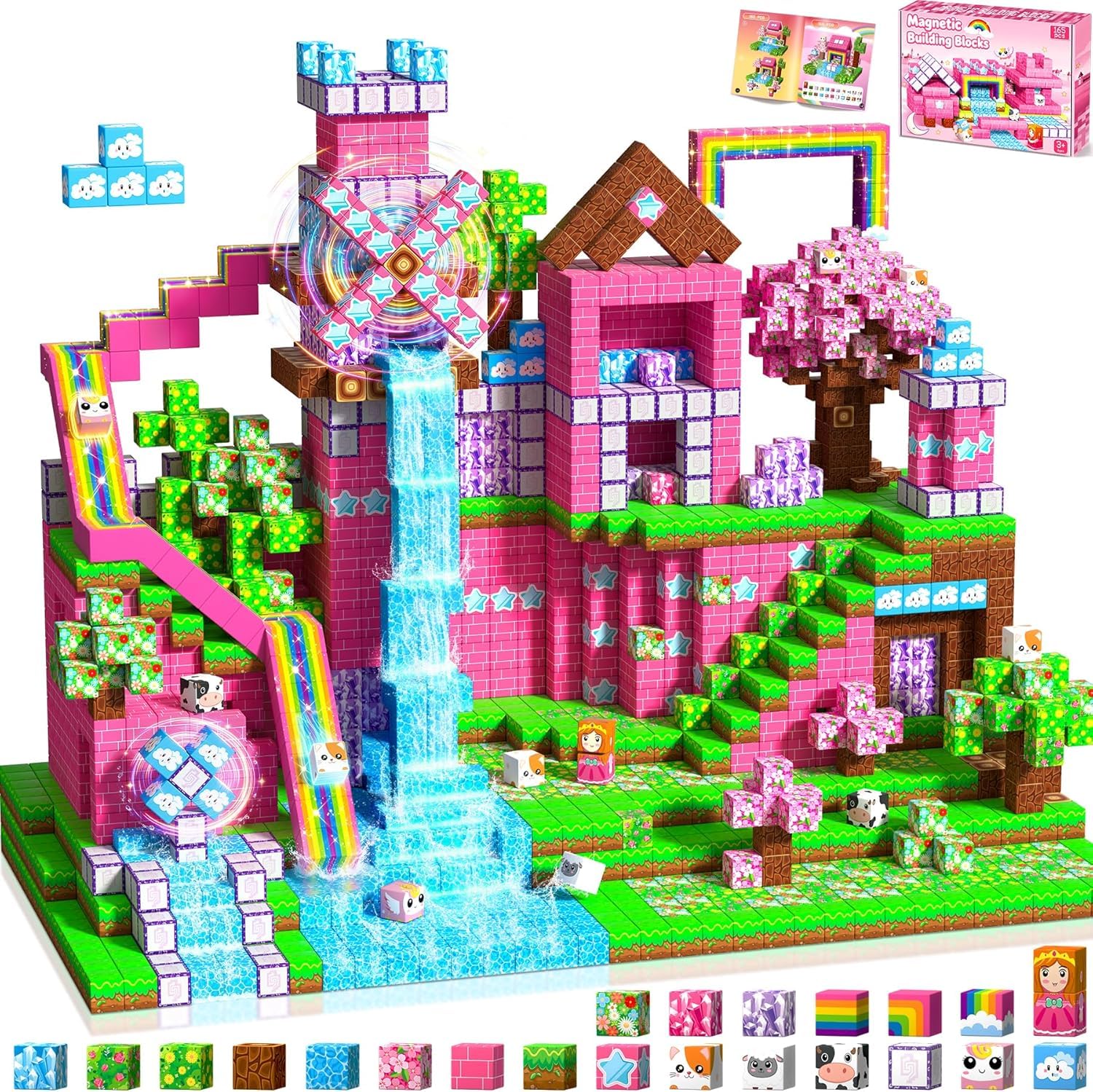 LUVTOY Costruzioni Magnetiche per Bambini - 165 Pezzi Costruzioni cubi magnetici per Bambini, Bambini 4 5 6 7 8 9 Anni, Regali di Compleanno 3-10 Anni prestazioni staccabile Durata Prolungata