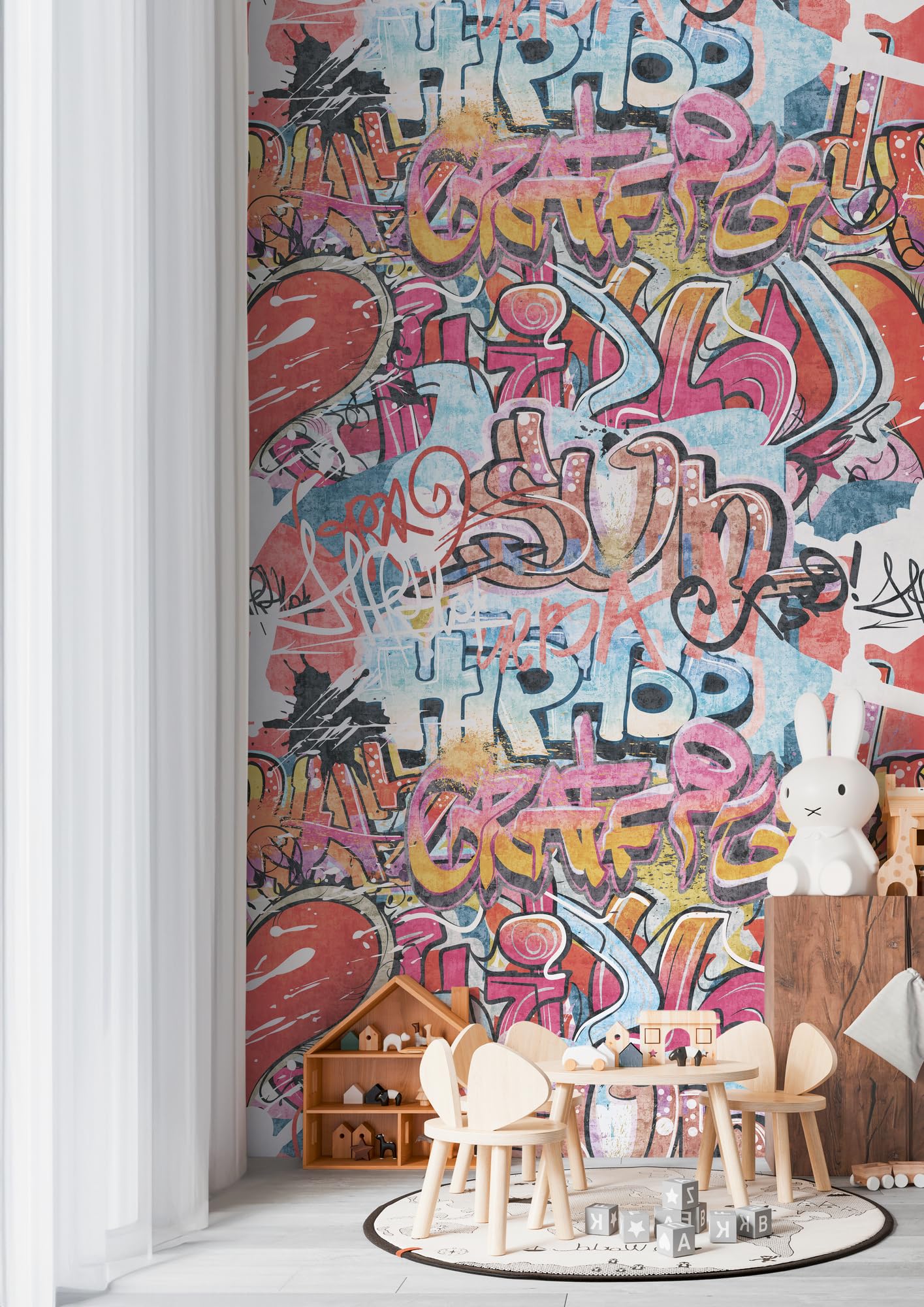 A.S. Création papier peint intissé à motif pour enfants en multicolore – papier peint avec graffiti 8,80 x 0,53 m – 770631