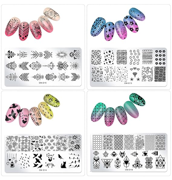 10pcs Nail Stamping Plates Nail Stamp Kit Geometry Designs Nail Art Stencil Nail Plate Template Nail Art Accessories for DIY & Salon