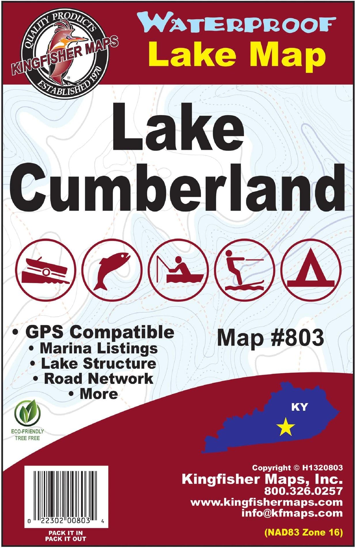 Kingfisher 803 Waterproof Map Lake Cumberland, KY