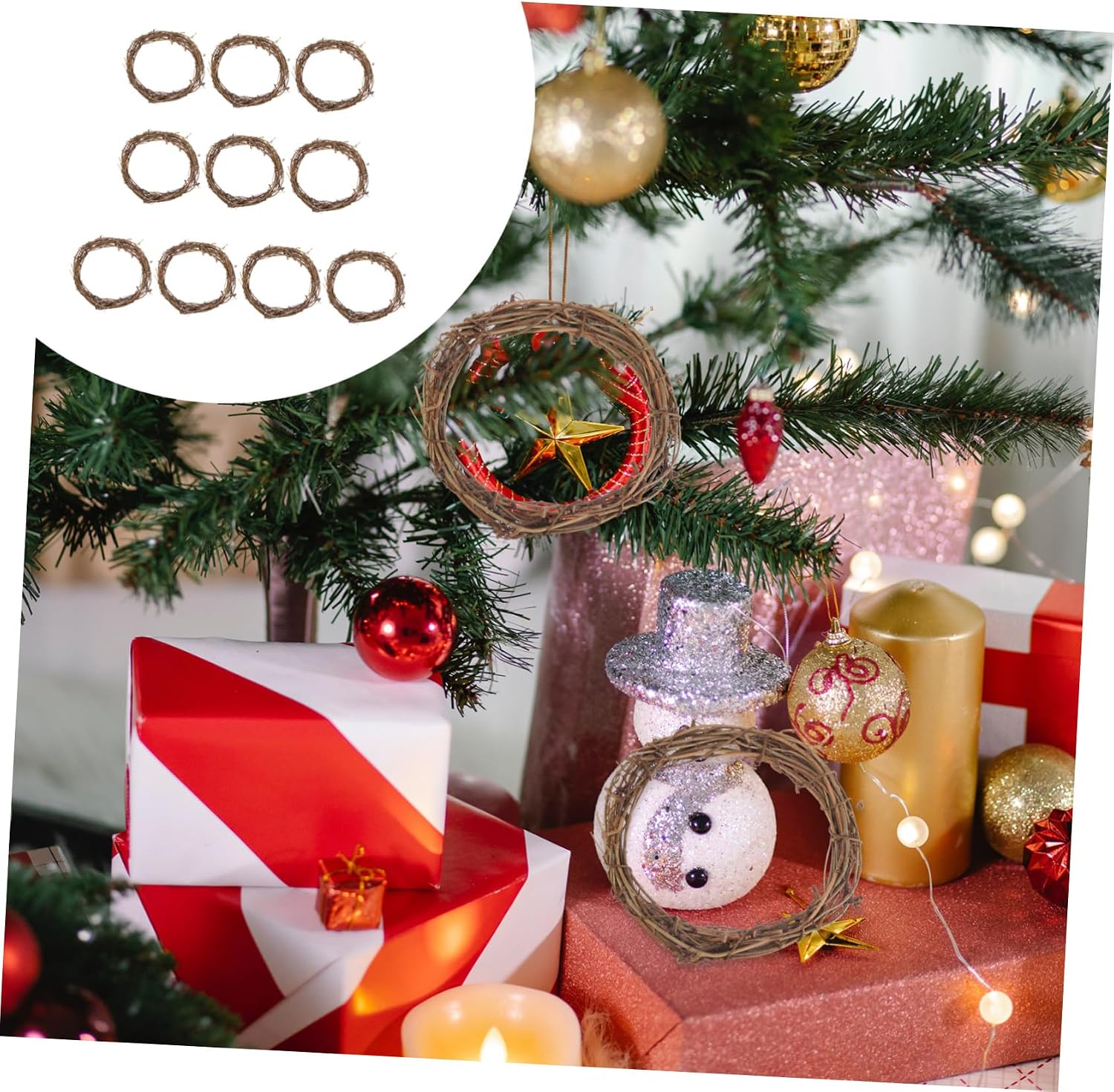 10pcs Rattan Wreath Hoops Garland Frames for Xmas DIY Decor