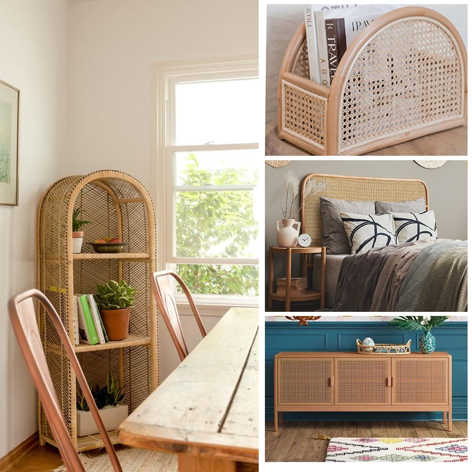 Rattan Intrecciato Vienna - Plastica PE Impermeabile 1,5m X 60cm Per Fai Da Te, Decorazioni E Mobili - Foto 4