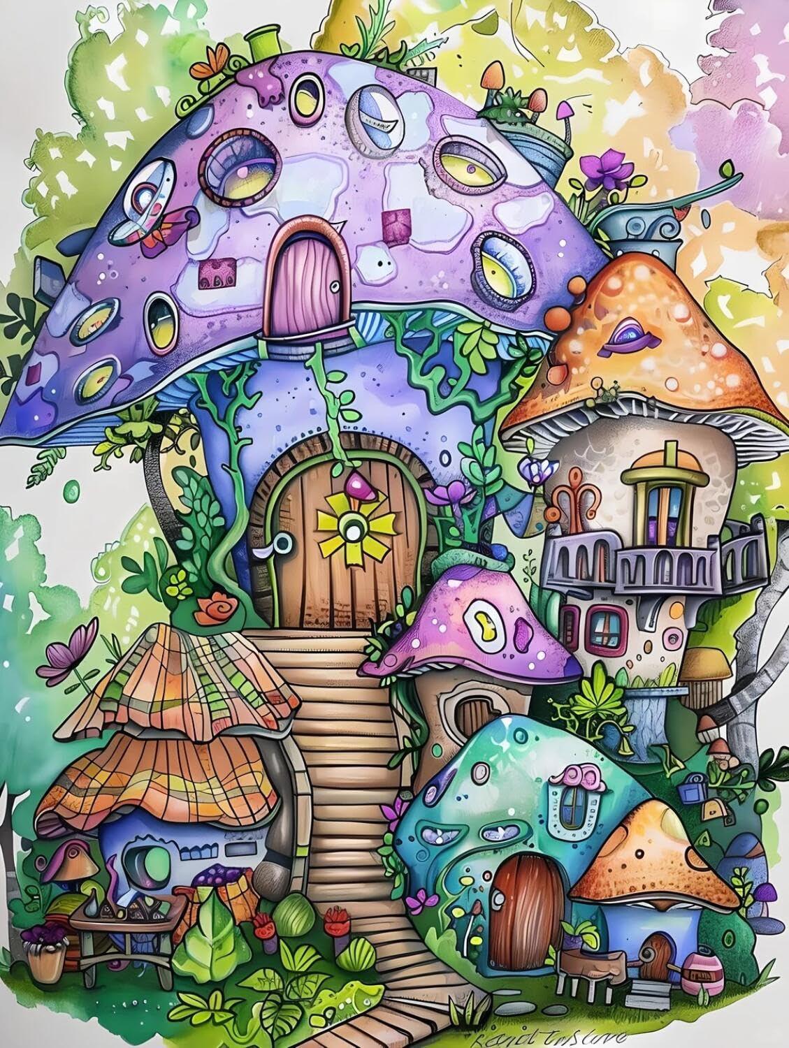 Rqwybcaxn Seed Bead Embroidery Kits Mushroom House 40x50cm
