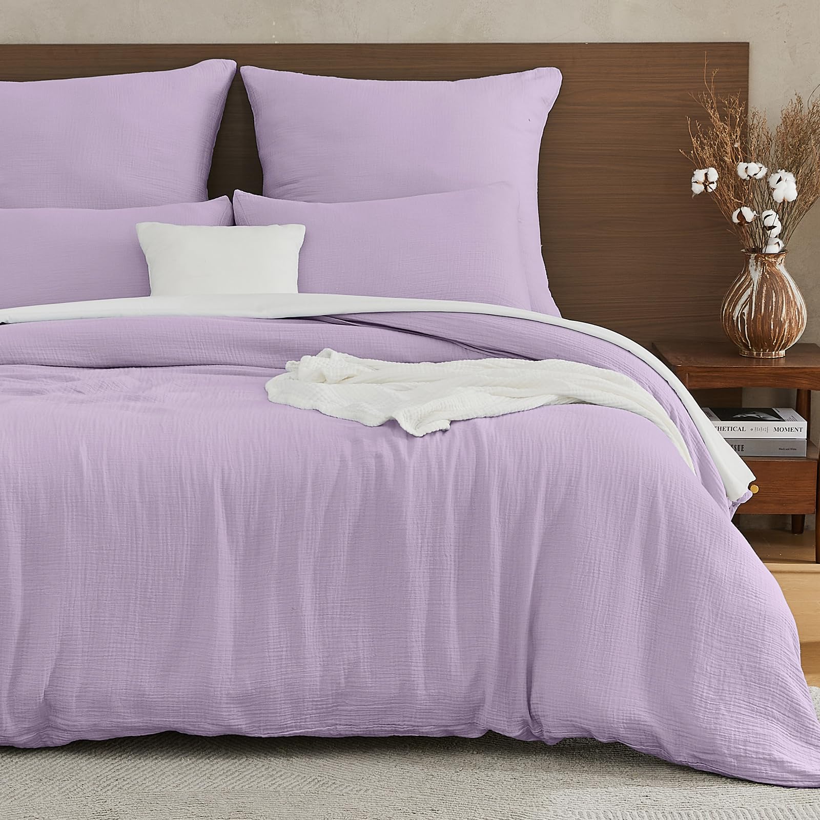 EMME Musselin Beddengoed, 100% katoen, 220 x 240 cm, dubbel zomerbeddengoed sets met ritssluiting, 1-delige set dekbedovertrek met 2 kussenslopen van 80 x 80 cm, mousseline sprei, Oeko-Tex, blauwgroen