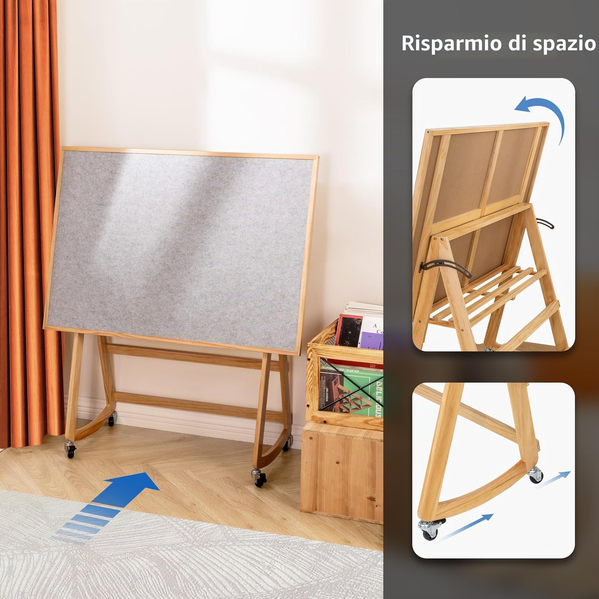 LAVIEVERT Tavolo puzzle da 1500 pezzi con gambe e copertura, cavalletto regolabile in legno con ripiano portaoggetti, tavolo puzzle portatile inclinabile con 4 ruote per adulti