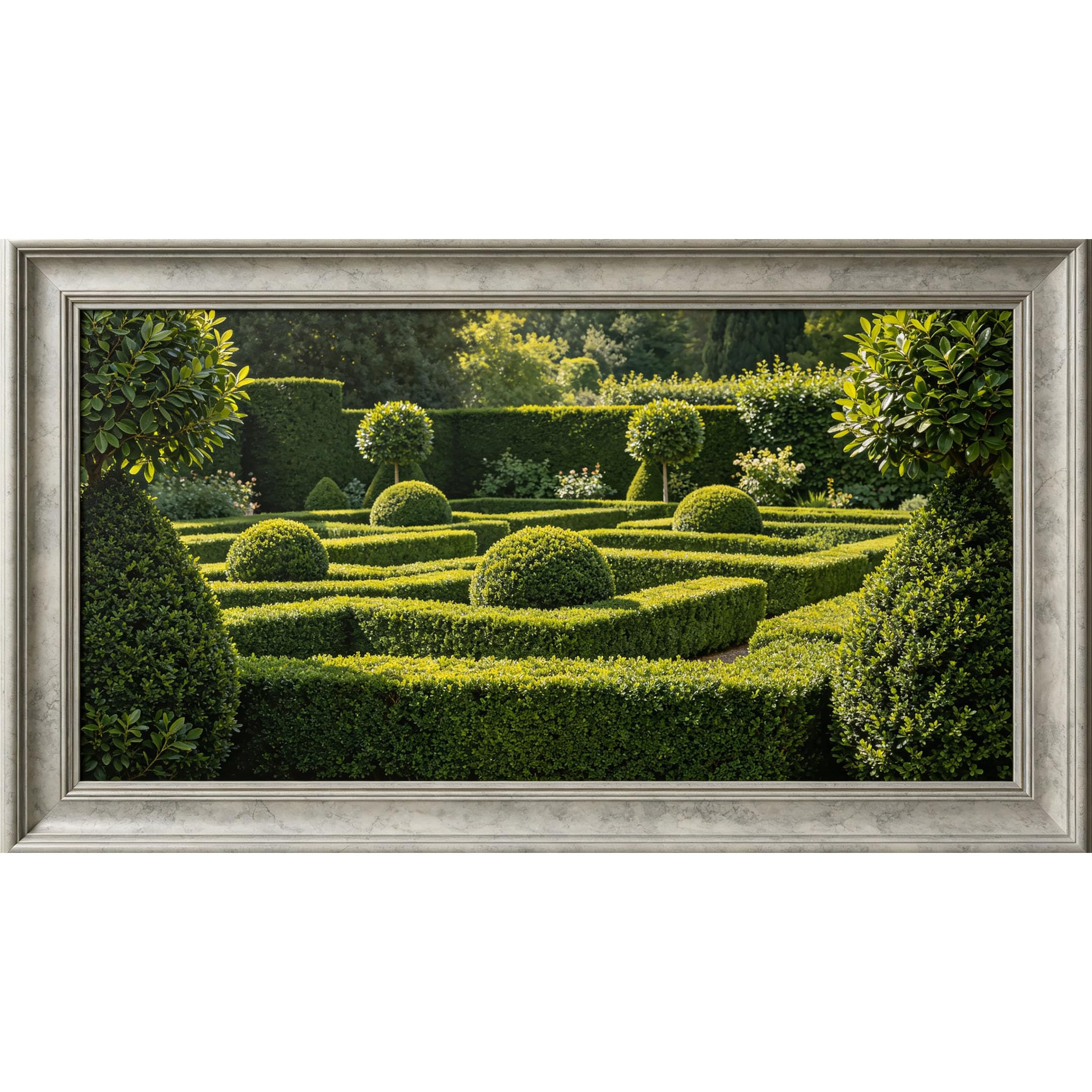 QZLITHOTIC 50×90cm3D Framed Wall Art， Botanical Maze Garden Topiary Hedge， Self?Adhesive Mural， Water?Activated Peel & Stick Fabric Decor Wall Decal for Bedroom Living Room