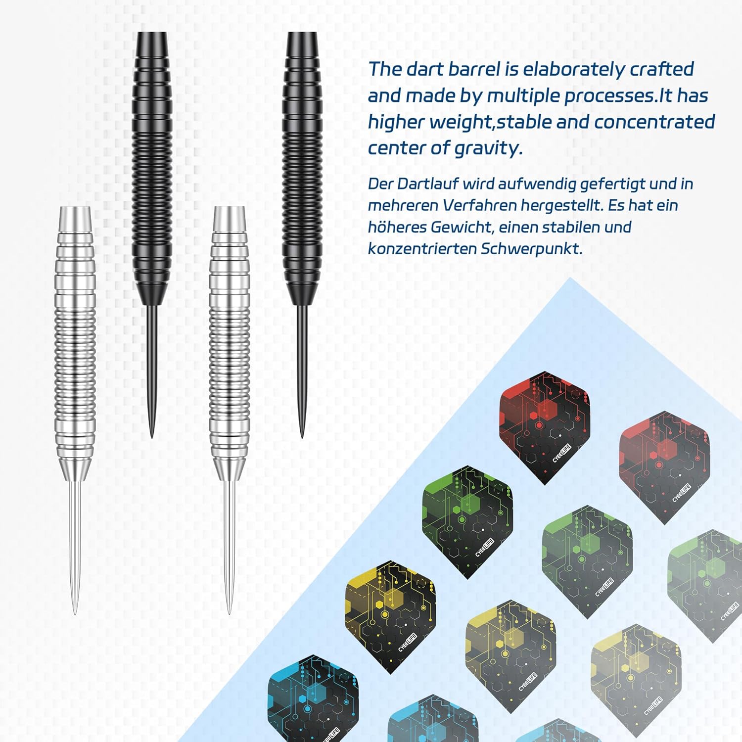 CyeeLife Steel Tip Darts 12 Pack,Professional 20 Grams Metal Dart Set with 4 Color Premium Aluminum Shafts, 4 Style 16pcs PET Flights and 12 Alu Flight Protectors,Beginner or Professional Darts