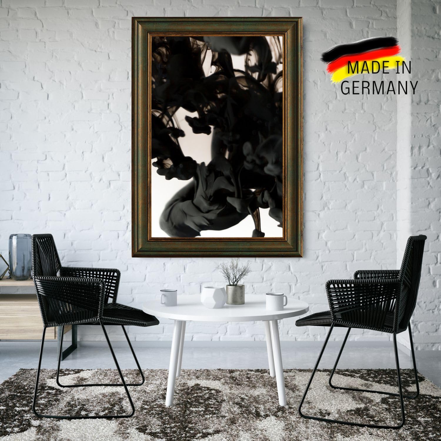 CLAMARO 'PRAG' Bilderrahmen Antik 35x65 Massivholz | Bronze Grünspan | 60 mm breite Shabby Chic Vintage Barock Leiste | Holzrahmen inkl. Acrylglas, Rückwand, Metall Aufhänger