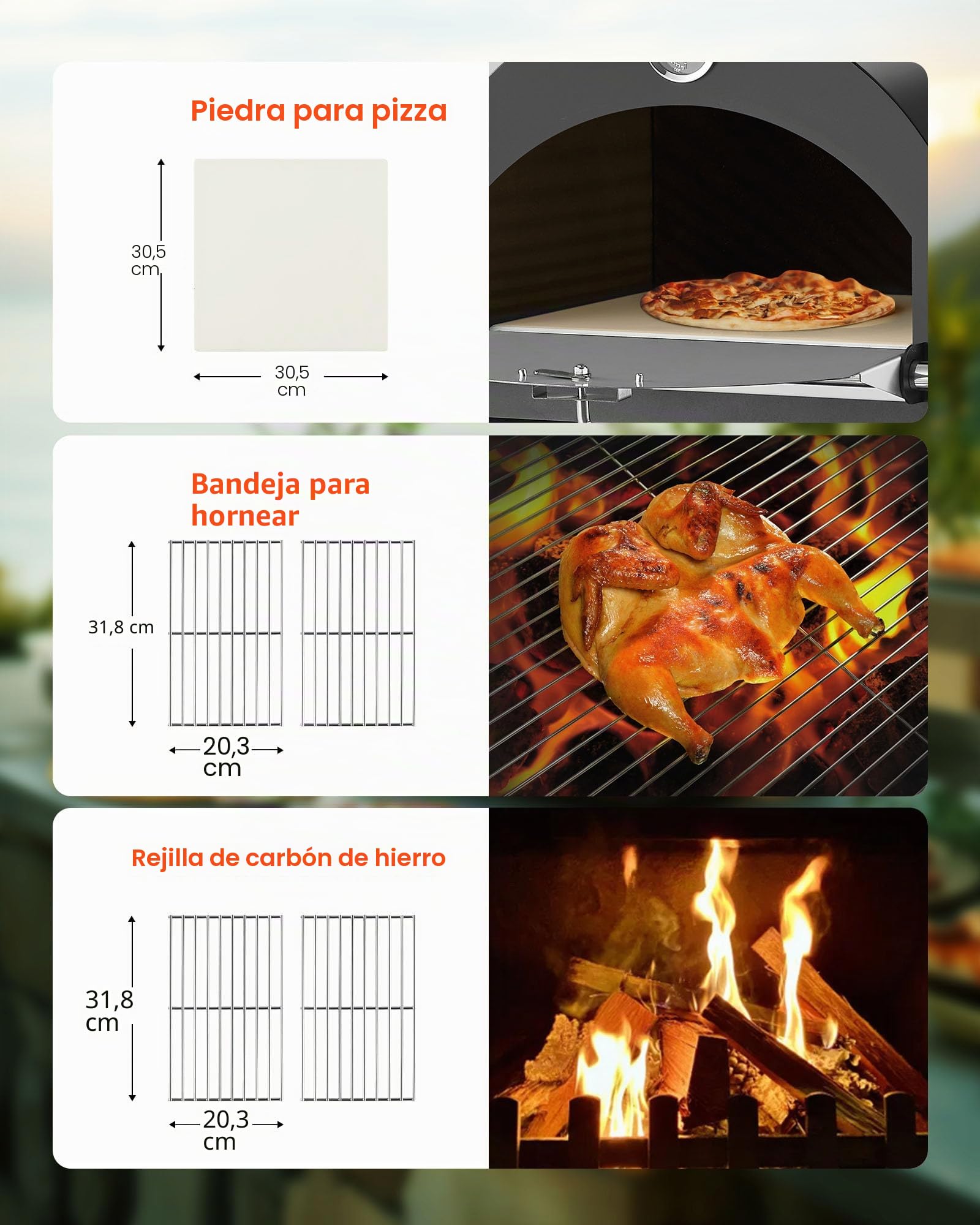 VEVOR Horno de Pizza de Pellets de Leña de 2 Capas, para Exteriores, con 2 Ruedas Extraíbles, Máquina para Hacer Pizzas con Una Temperatura Máxima de 540 °C para Asar, 540 x 445 x 1420 mm, Negro