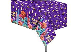 CC HOME Ramadan Party Plastic Tablecloth 54 x 87 Inch