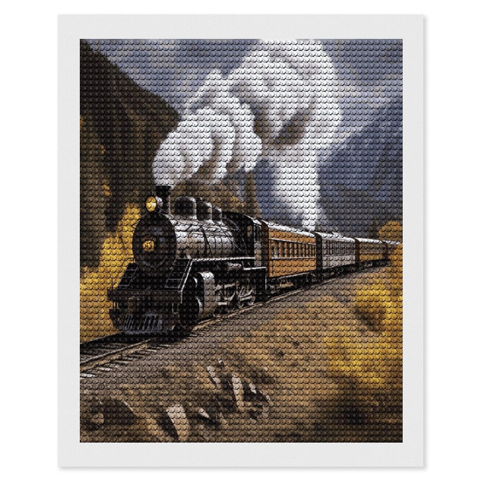 JTREHY Steam Locomotive Train Diamond Art Kits Personalized DIY Round Diamond Painting Kits for Beginner Full Drill Diamonds Dots Paintings for Adults Gem Art Crafts Home Decor