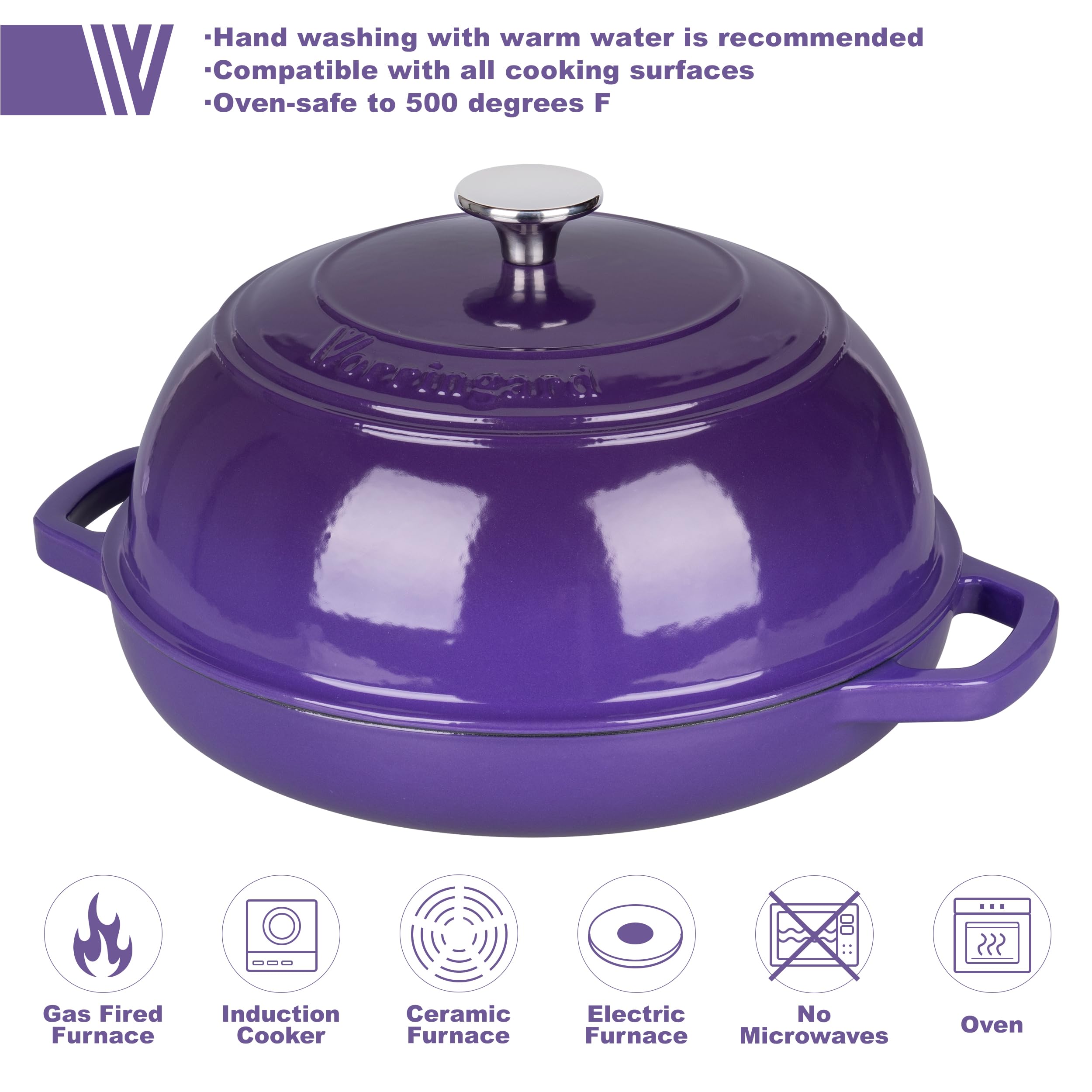 VORRINGARD Olla holandesa de hierro fundido con tapa para hornear pan, incluye suministros para hornear pan de masa madre como cesta de prueba de pan Banneton, horno de pan de 6 cuartos de galón,