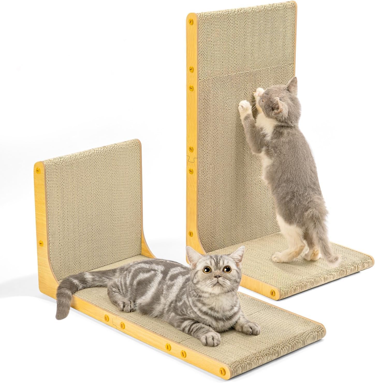 Conlun Cardboard Cat Scratcher,58 cm L Shape Scratch Pad Wall Mounted,Vertical Scratching Board,Protect Furniture for Indoor Cats,Light Wood Large,2-Pack โ image 1