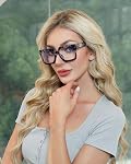 JM Oversized Reading Glasses for Women - Square Stylish Readers for Woman Men, Blue Light Blocking Trendy Womens Reader