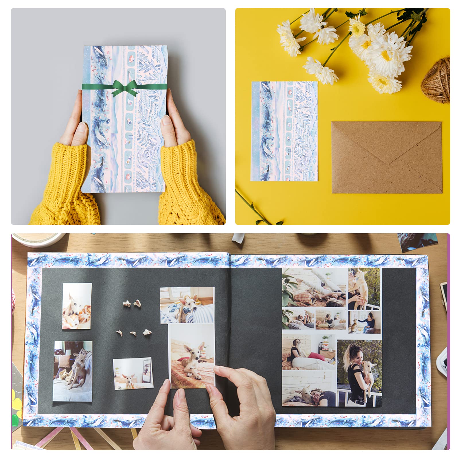 8 Rotoli Washi Tape Blu Pattern Diversi - Nastro Decorativo Per Scrapbooking, Artigianato, Planner - Foto 9