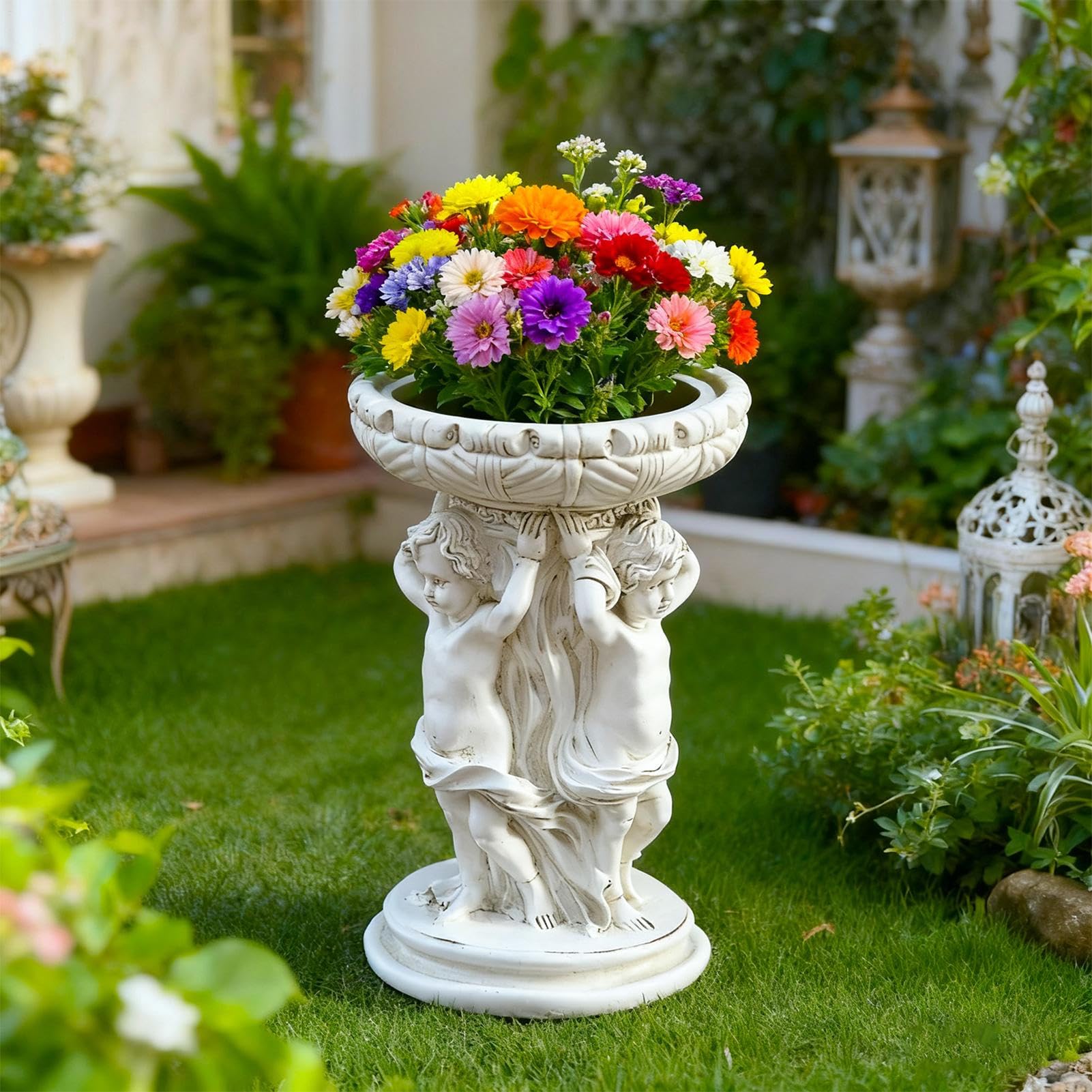 Generisch Blumentopf | Wetterbeständiger Container Skulptur | Antik Pflanzkübel Gartenskulptur,Für Garten Terrasse Balkon Rasen Wohnzimmer