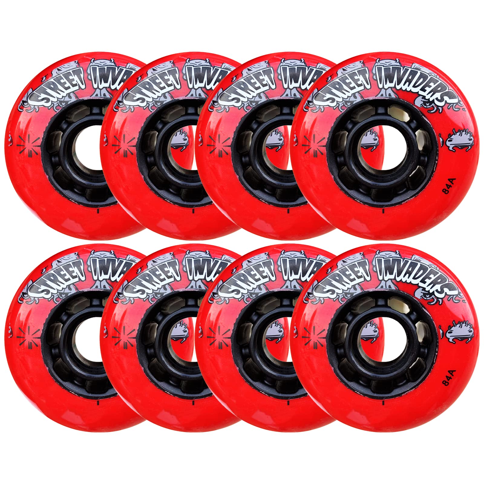 Roues de Patin à Roues alignées 72mm/ 76mm/ 80mm Roues de Remplacement de Patin à Roues alignées pour Patins de Hockey à roulettes Brosse de Roue de Fleur Plate Rue etc.