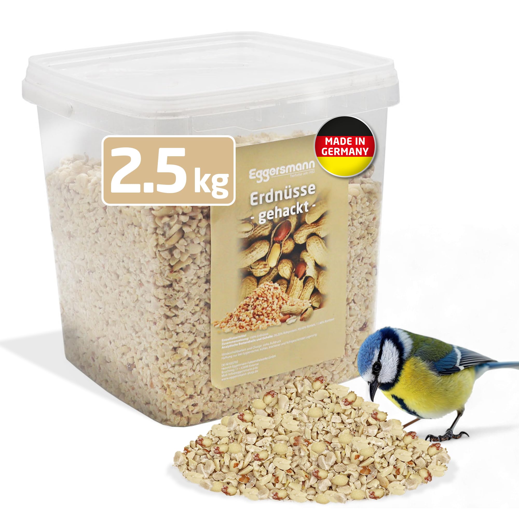 Eggersmann volaris Gehackte Erdnüsse Vogelfutter 2,5kg – Vogelfutter Erdnüsse für Wildvögel Energie- & proteinreich – Gehackte Erdnusskerne frisch & naturbelassen – Hochwertiges Wildvogelfutter